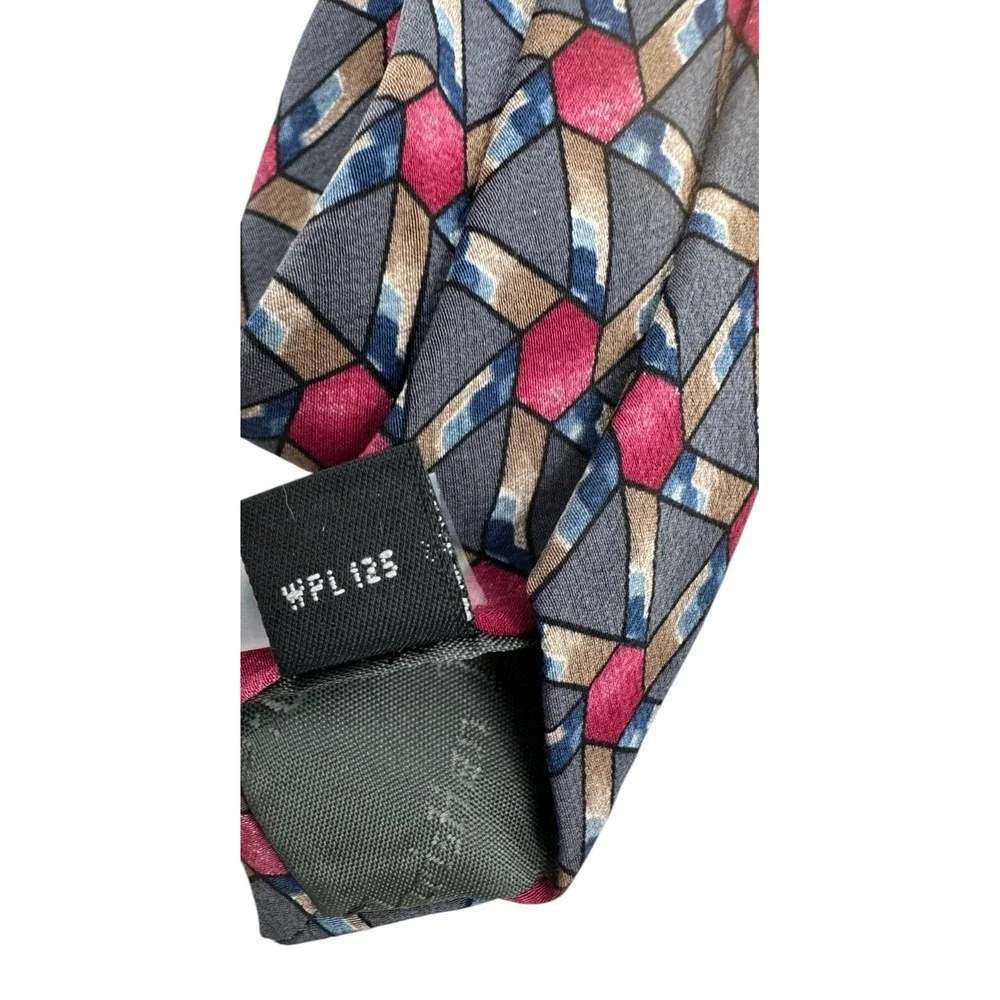 Christian Dior Monsieur Men's Neck Tie One Size Gray Geometric Print 100% Silk